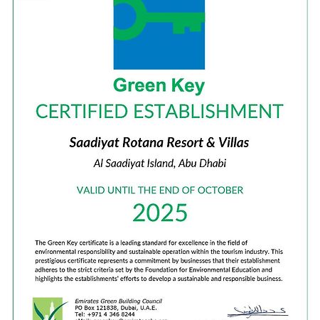 Saadiyat Rotana Resort And Villas Abu Dhabi Esterno foto Green Key Certificate